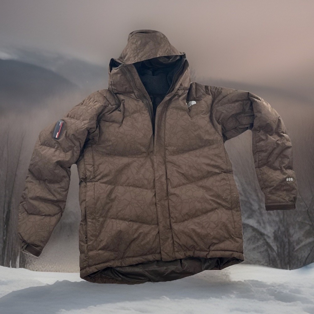 THE NORTH FACE 600 Prodigy Recco Ski Snowboard Full Zip Puffer Jacket L  Brown